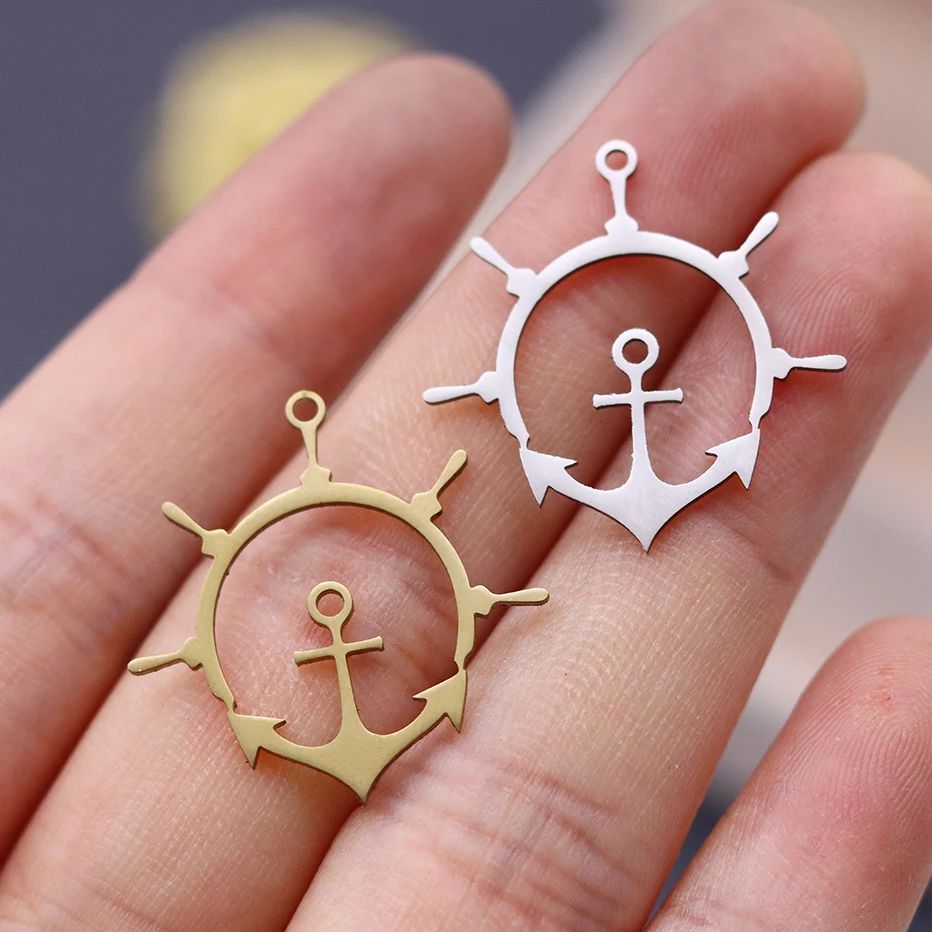 Jewelry Making Guide - 3 pçs bússola âncora cruz pingente